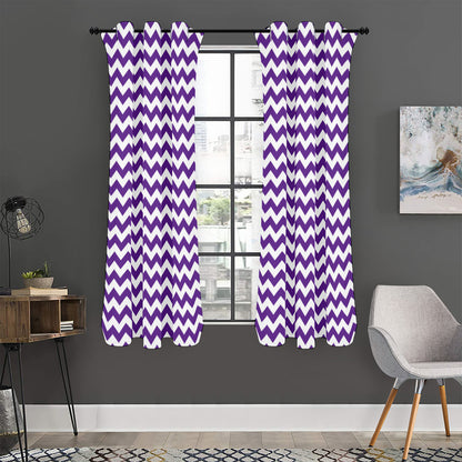 Purple And White Chevron Pattern Print Curtain