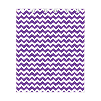 Purple And White Chevron Pattern Print Curtain