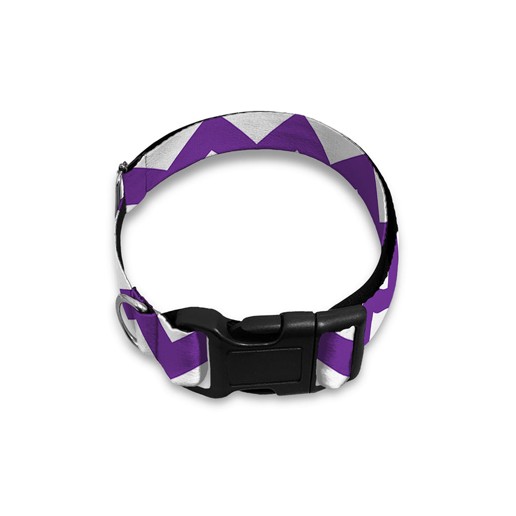 Purple And White Chevron Pattern Print Dog Collar
