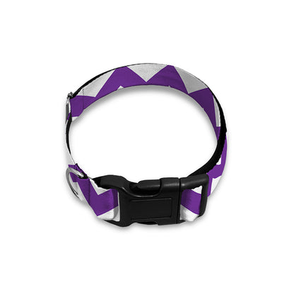 Purple And White Chevron Pattern Print Dog Collar