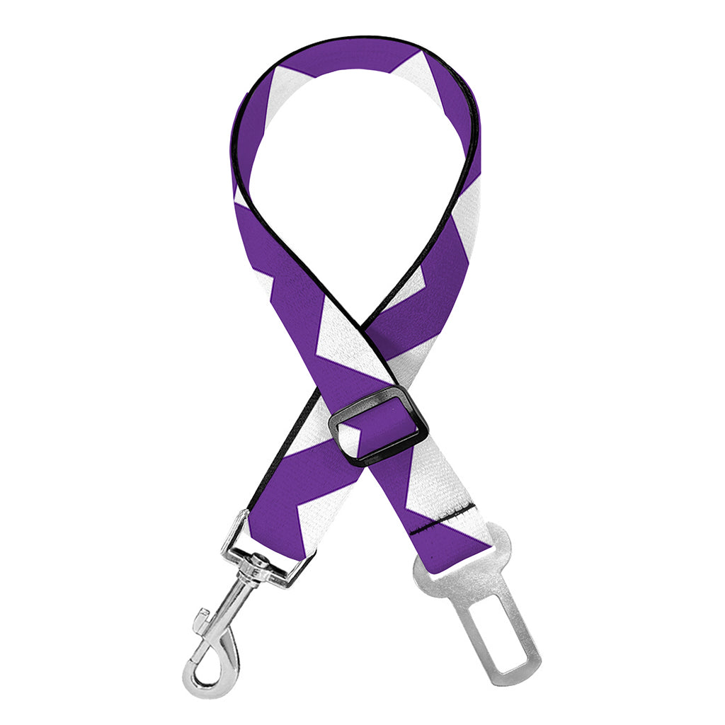 Purple And White Chevron Pattern Print Dog Seat Belt
