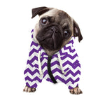 Purple And White Chevron Pattern Print Dog Zip Up Hoodie