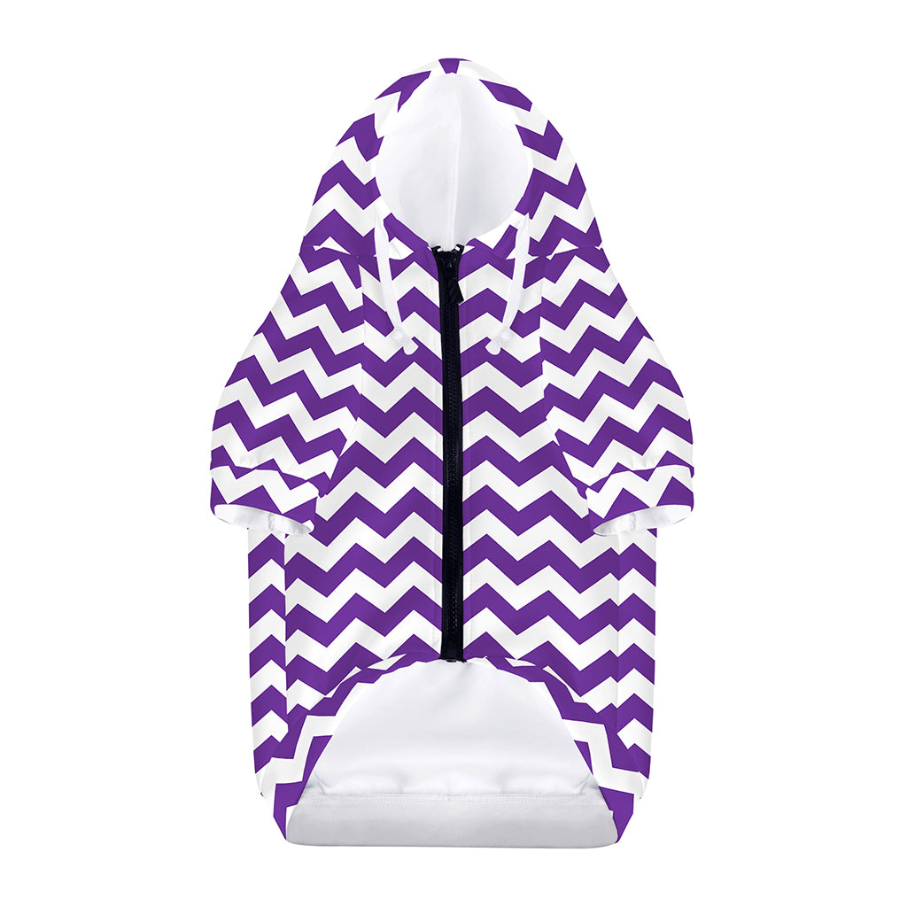 Purple And White Chevron Pattern Print Dog Zip Up Hoodie