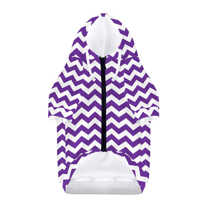 Purple And White Chevron Pattern Print Dog Zip Up Hoodie