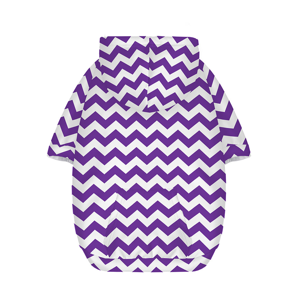 Purple And White Chevron Pattern Print Dog Zip Up Hoodie