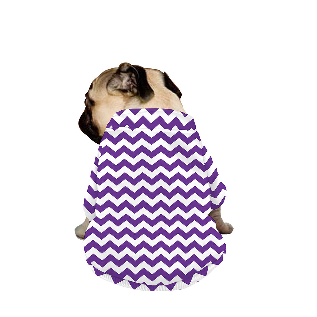 Purple And White Chevron Pattern Print Dog Zip Up Jacket