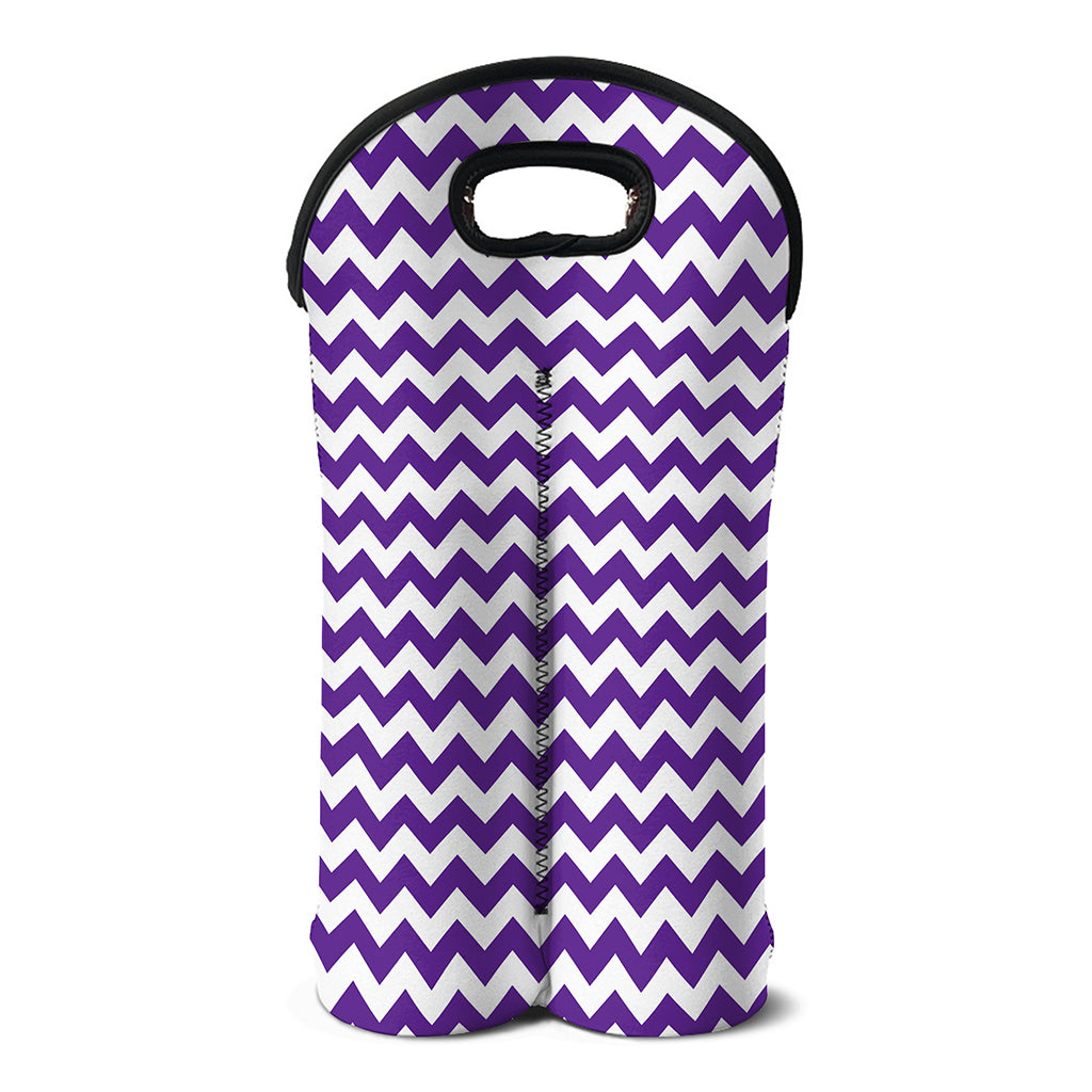 Purple And White Chevron Pattern Print Double Neoprene Wine Tote