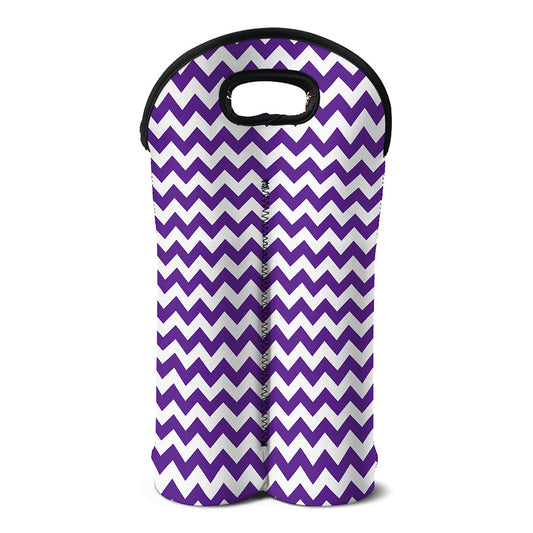 Purple And White Chevron Pattern Print Double Neoprene Wine Tote