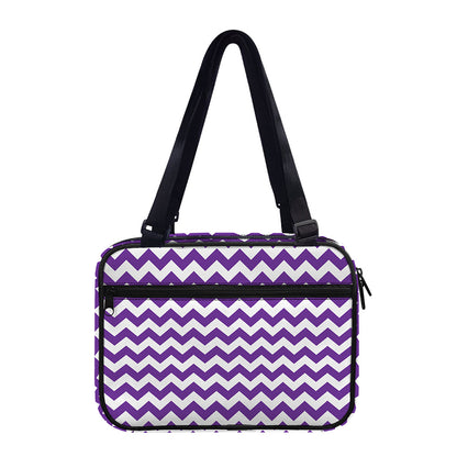 Purple And White Chevron Pattern Print Double Strap Bible Bag