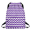 Purple And White Chevron Pattern Print Drawstring Backpack