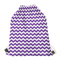 Purple And White Chevron Pattern Print Drawstring Bag