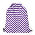 Purple And White Chevron Pattern Print Drawstring Bag