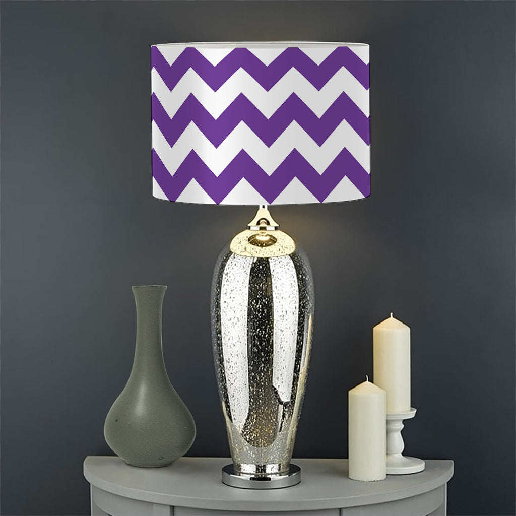 Purple And White Chevron Pattern Print Drum Lamp Shade
