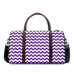 Purple And White Chevron Pattern Print Duffle Bag