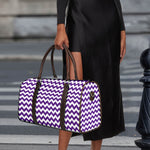 Purple And White Chevron Pattern Print Duffle Bag