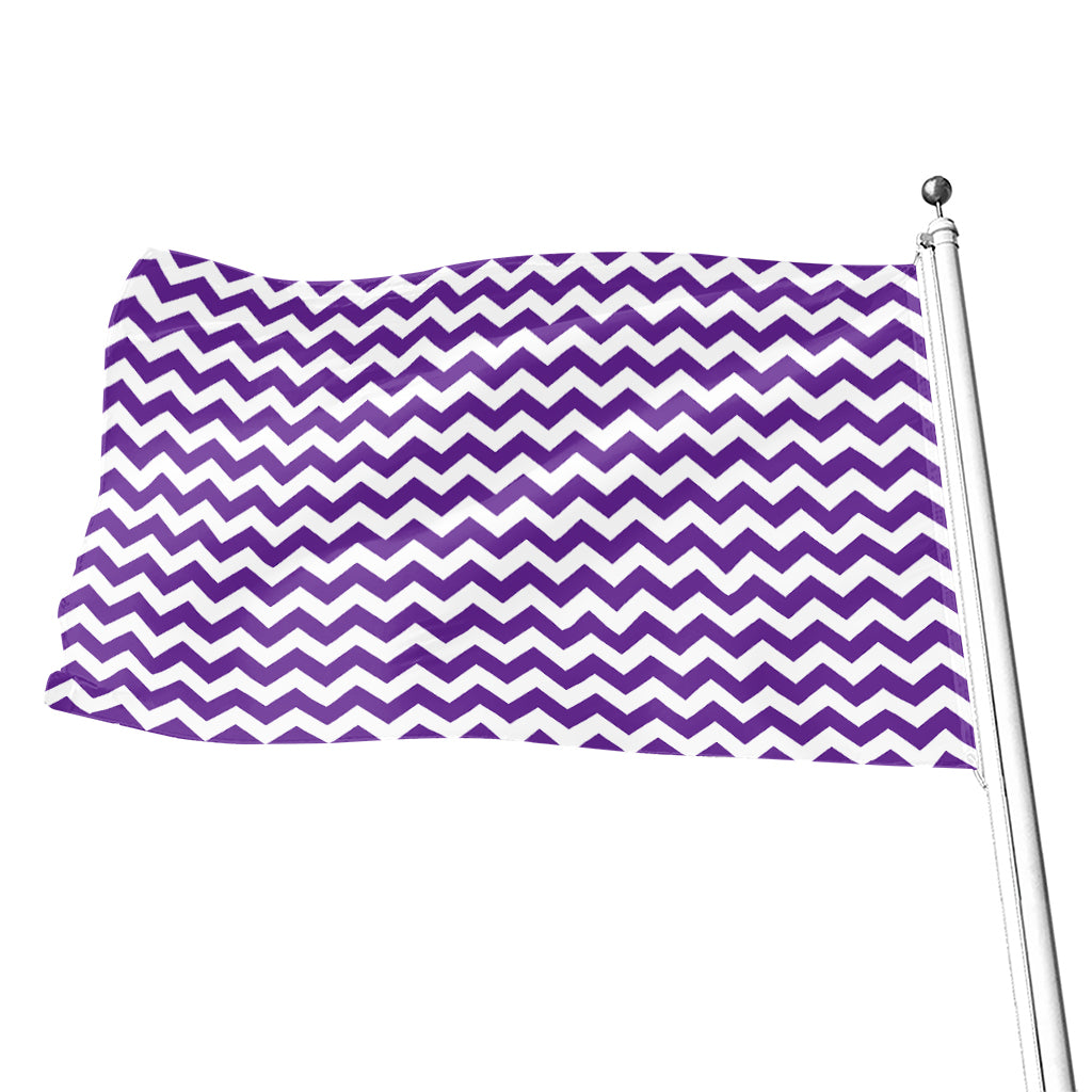Purple And White Chevron Pattern Print Flag