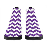 Purple And White Chevron Pattern Print Flat Ankle Boots