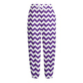 Purple And White Chevron Pattern Print Fleece Lined Knit Pants