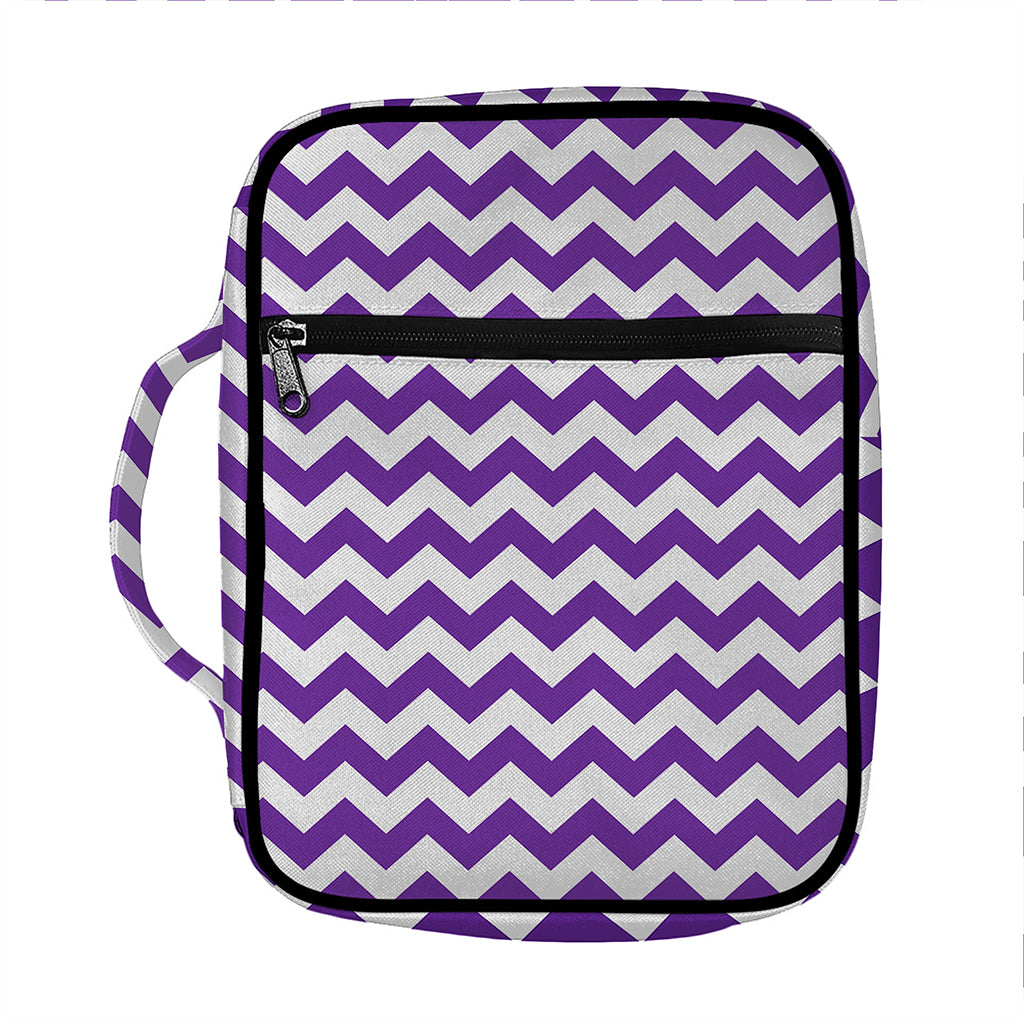Purple And White Chevron Pattern Print Front Pocket Bible Bag