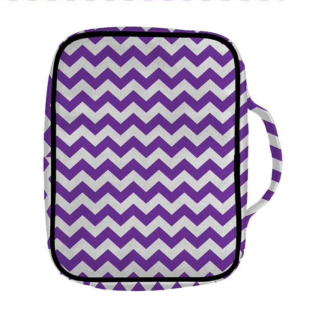 Purple And White Chevron Pattern Print Front Pocket Bible Bag