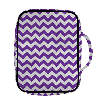 Purple And White Chevron Pattern Print Front Pocket Bible Bag