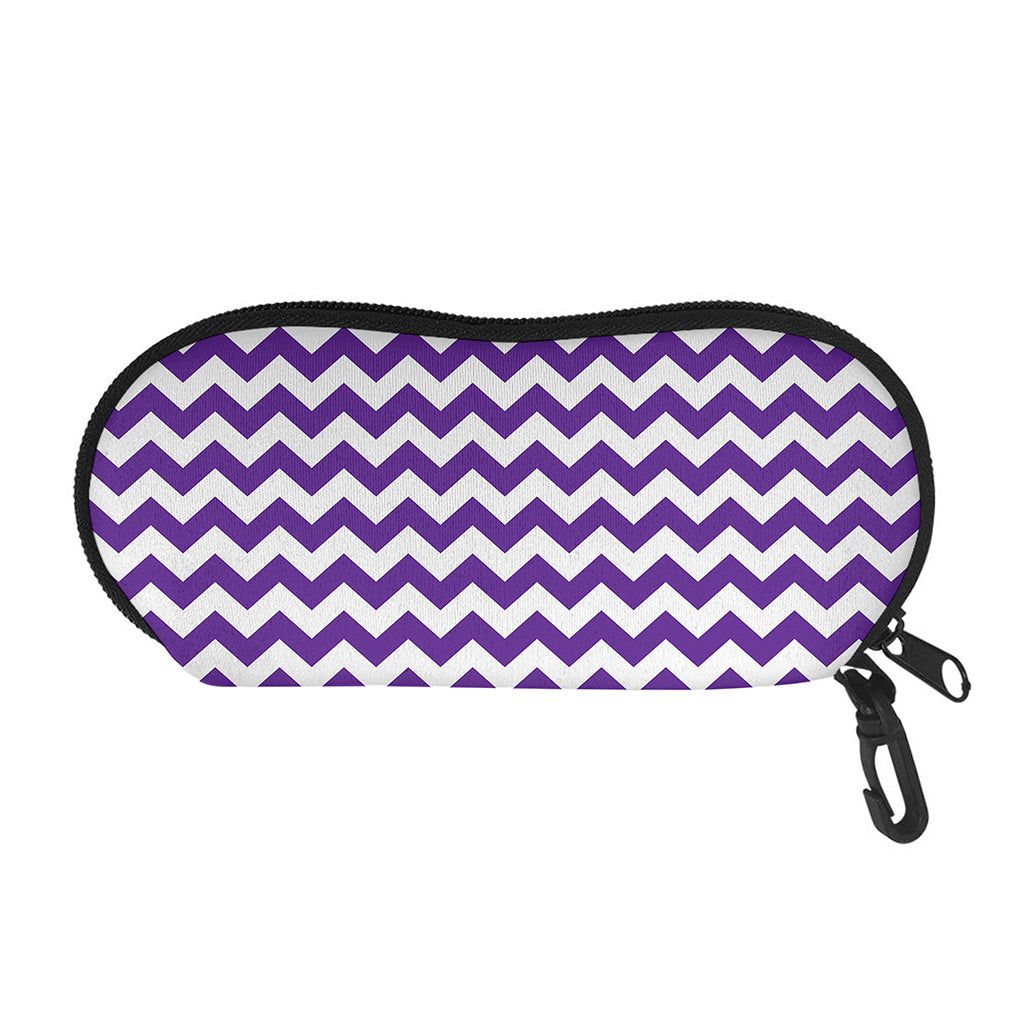 Purple And White Chevron Pattern Print Glasses Case