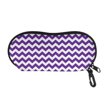 Purple And White Chevron Pattern Print Glasses Case