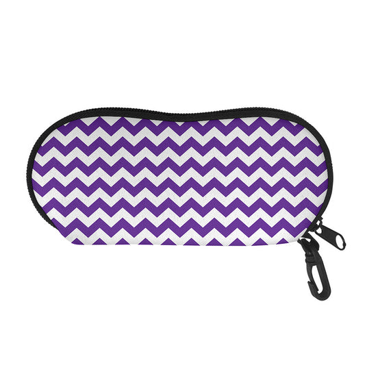 Purple And White Chevron Pattern Print Glasses Case