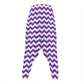 Purple And White Chevron Pattern Print Hammer Pants