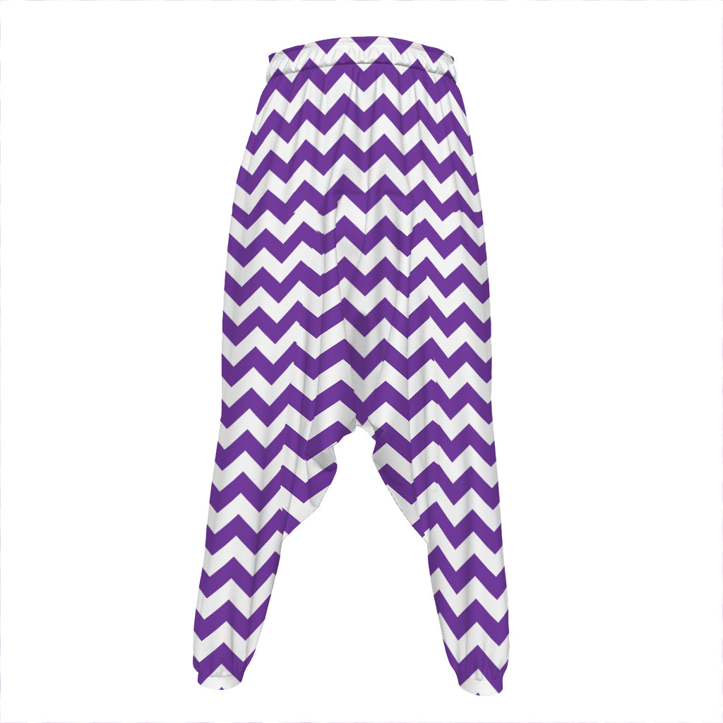 Purple And White Chevron Pattern Print Hammer Pants