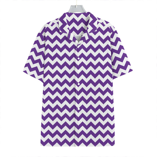 Purple And White Chevron Pattern Print Hawaiian Shirt