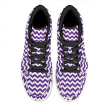 Purple And White Chevron Pattern Print High Top Leather Sneakers