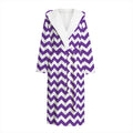 Purple And White Chevron Pattern Print Hooded Bathrobe