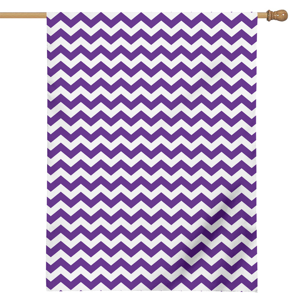 Purple And White Chevron Pattern Print House Flag