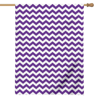 Purple And White Chevron Pattern Print House Flag