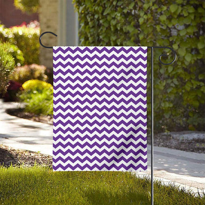 Purple And White Chevron Pattern Print House Flag