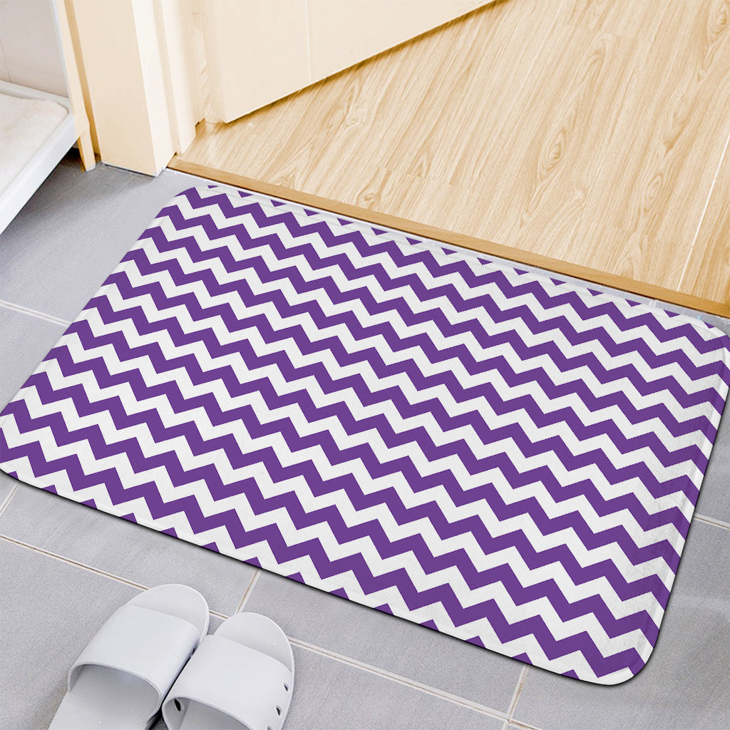 Purple And White Chevron Pattern Print Indoor Door Mat