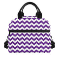 Purple And White Chevron Pattern Print Insulated Lunch Bag