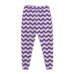 Purple And White Chevron Pattern Print Jogger Pants