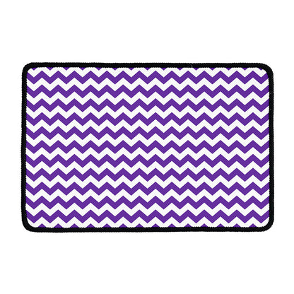 Purple And White Chevron Pattern Print Kitchen Mat