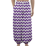 Purple And White Chevron Pattern Print Lantern Pants