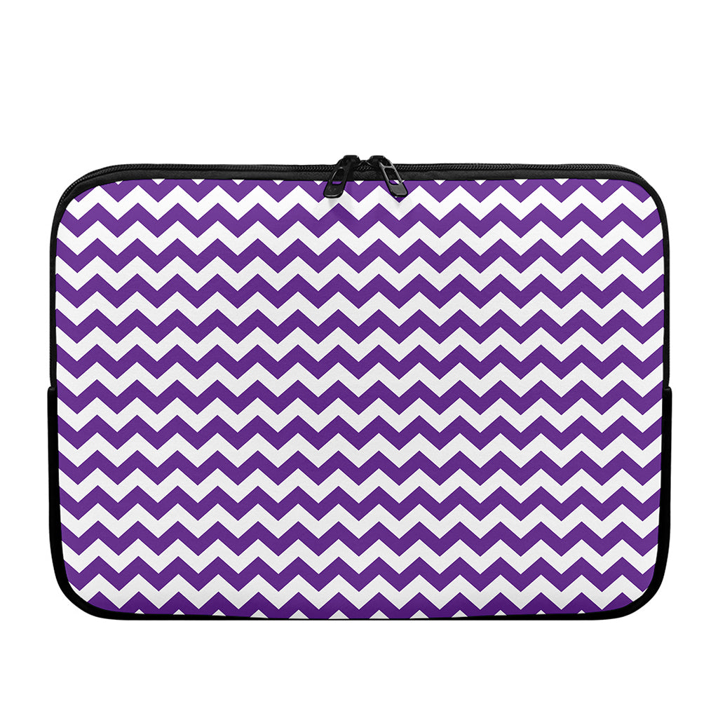 Purple And White Chevron Pattern Print Laptop Sleeve
