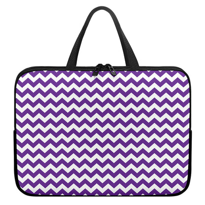 Purple And White Chevron Pattern Print Laptop Sleeve With Handle