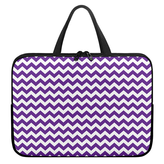 Purple And White Chevron Pattern Print Laptop Sleeve With Handle