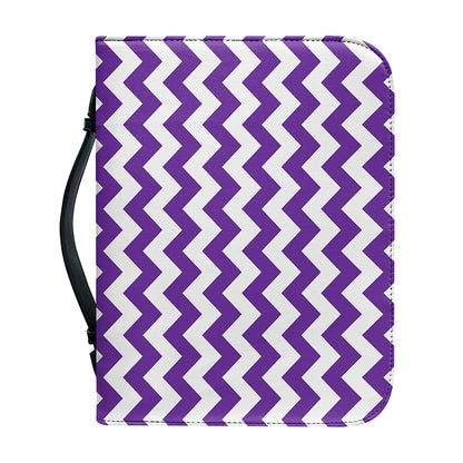 Purple And White Chevron Pattern Print Leather Bible Cover