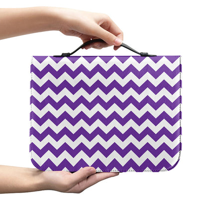 Purple And White Chevron Pattern Print Leather Bible Cover