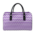 Purple And White Chevron Pattern Print Leather Duffel Bag
