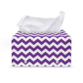 Purple And White Chevron Pattern Print Leather Tissue Box Cover