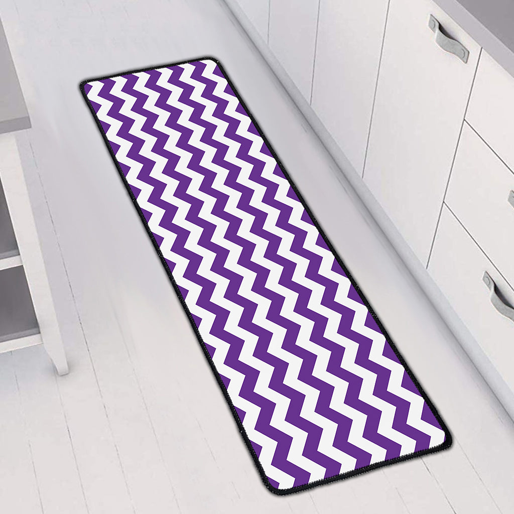 Purple And White Chevron Pattern Print Long Kitchen Mat