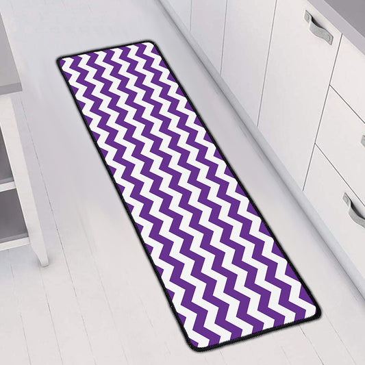 Purple And White Chevron Pattern Print Long Kitchen Mat